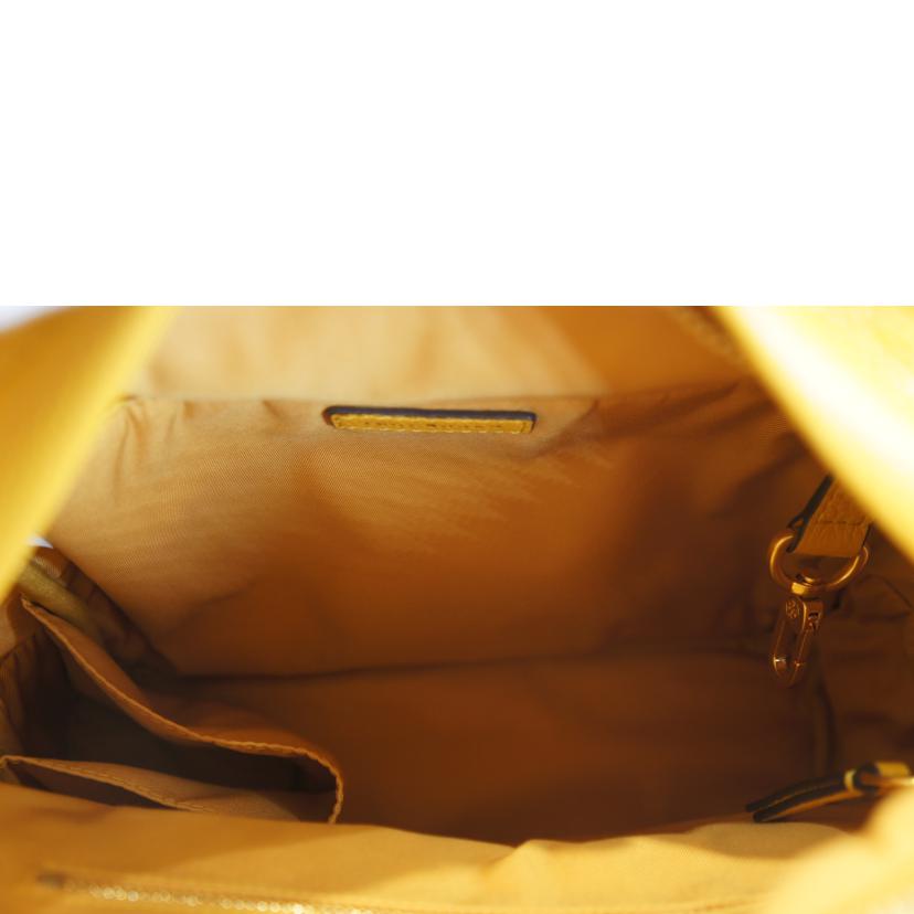 TORY BURCH/レザーイエローリュック/バックパック//Aランク/92