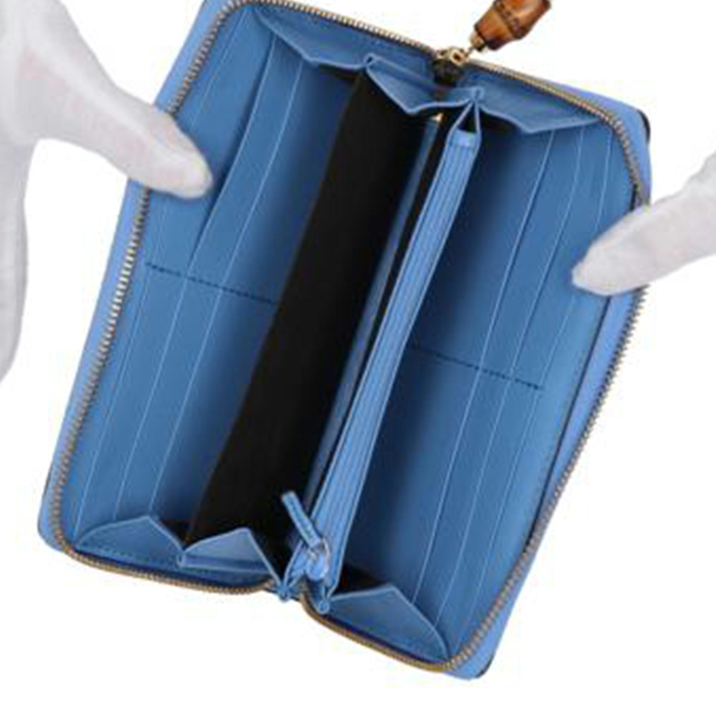 GUCCI グッチ/バンブーフローラルラウンドファスナー長財布/ブルー/453156//493***/ABランク/75