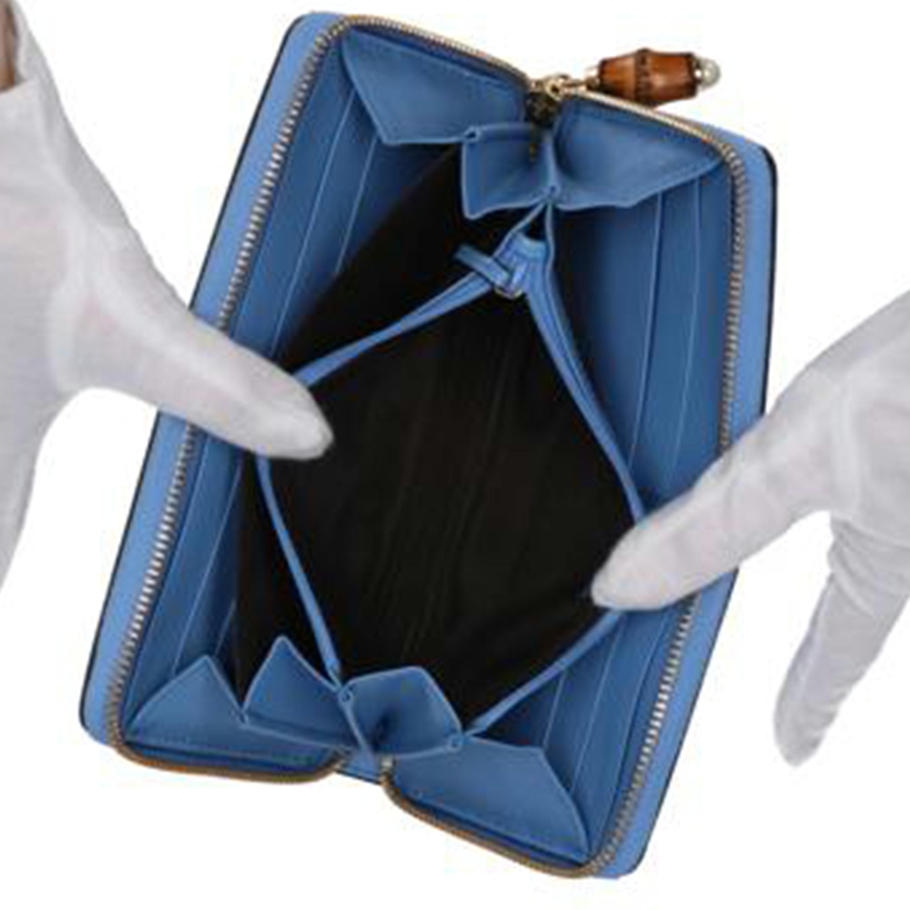 GUCCI グッチ/バンブーフローラルラウンドファスナー長財布/ブルー/453156//493***/ABランク/75