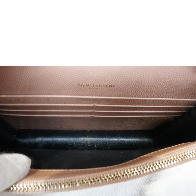 SAINT LAURENT サンローラン/カサンドラエンベロープチェーンウォレットピンクベージュYSLロゴ/695108//092*/ABランク/92