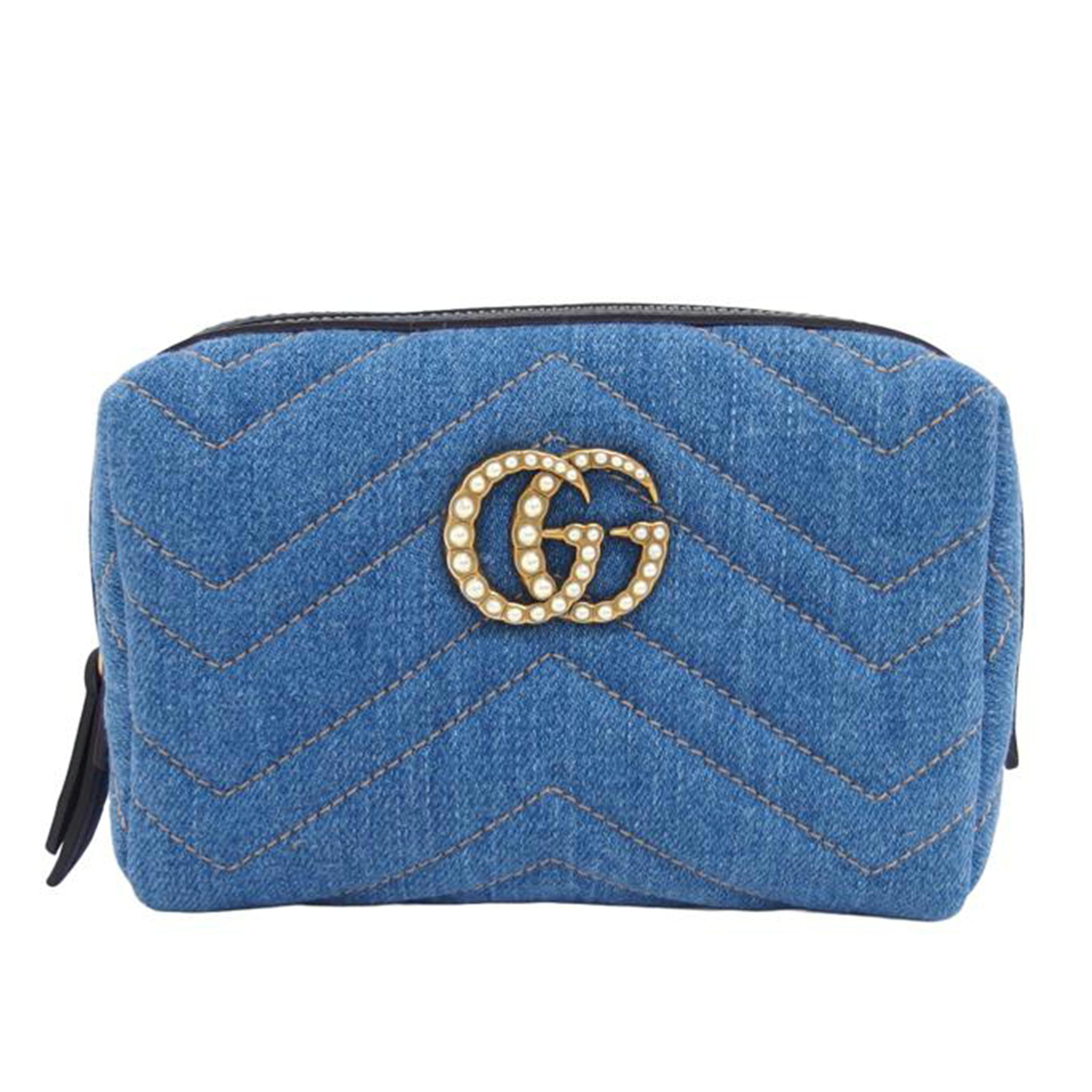 GUCCI グッチ/GGマーモント/デニムキルティングコスメポーチ/476165//520***/Aランク/04