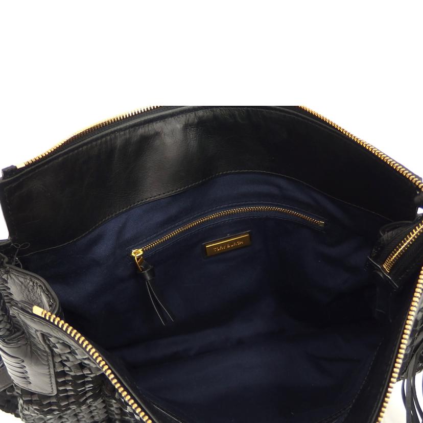 トリーバーチバッグ/トリーバーチバッグレザーロビンソン黒 編み込みバック//ABランク/82