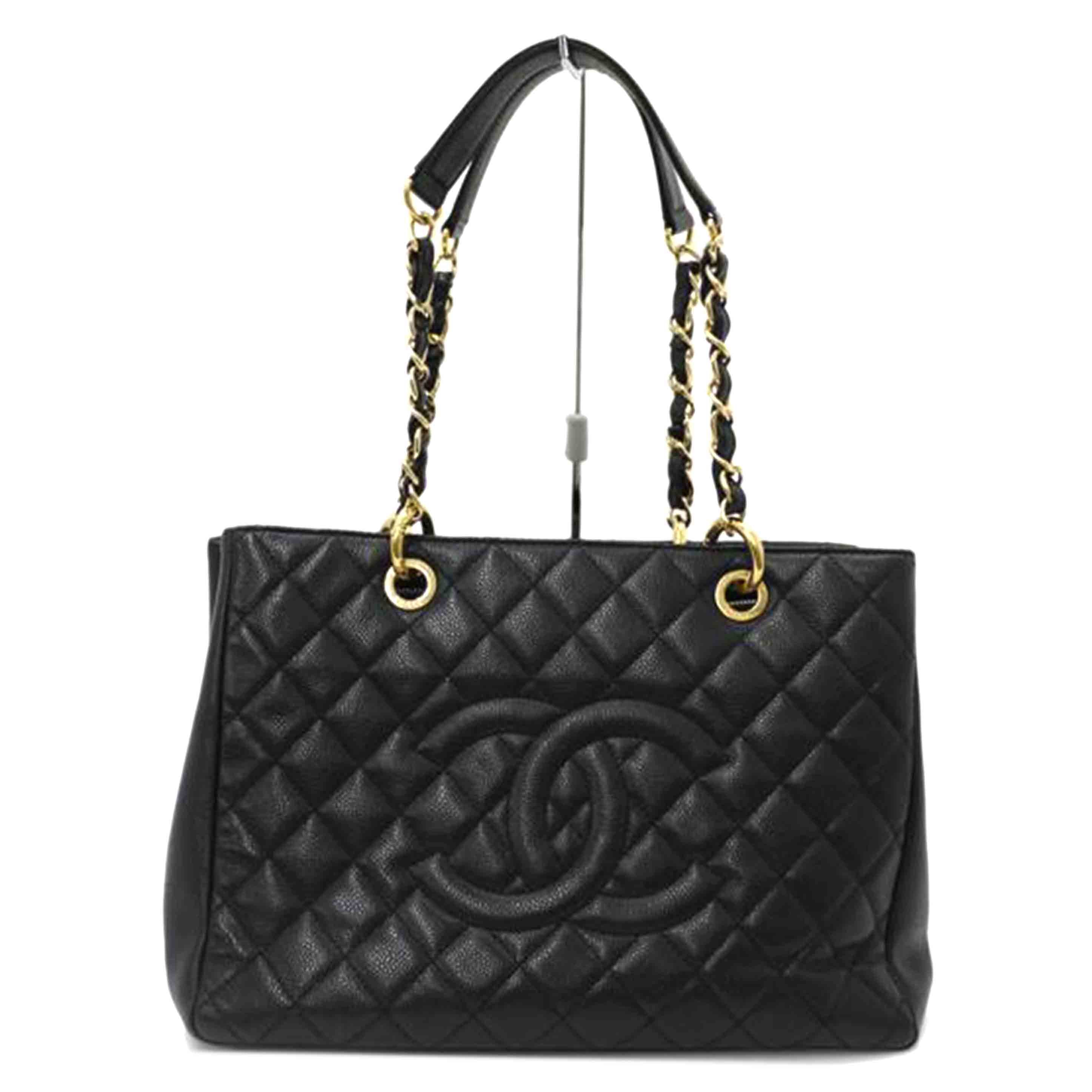 CHANEL/GSTキャビアスキンチェーントート/ブラック//186*****/Aランク/69