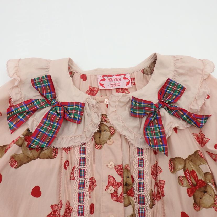 PINK HOUSE misako erinko ピンクハウス/LOVE Ribbon Bear ミディ丈長袖ワンピース/A2113FA901//ABランク/77