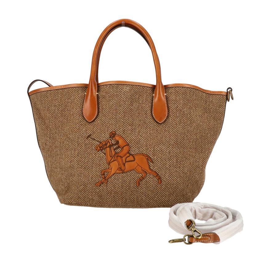 POLO RALPHLAUREN ポロラルフローレン/ラルフローレンツイード×レザートート//Sランク/75