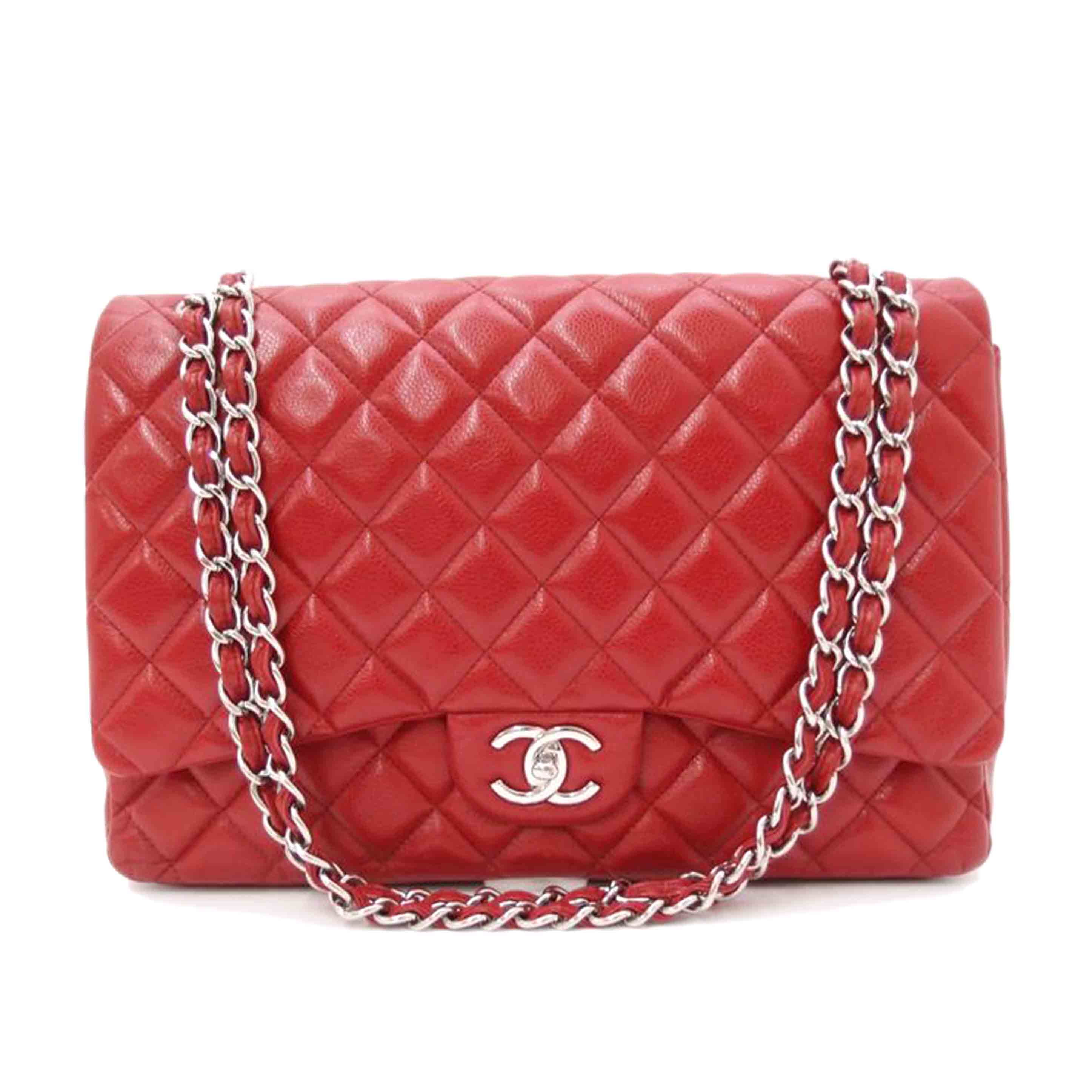 CHANEL/キャビアスキンWフラップデカマトラッセチェーンショルダー/レッド/A58601//148*****/SAランク/69