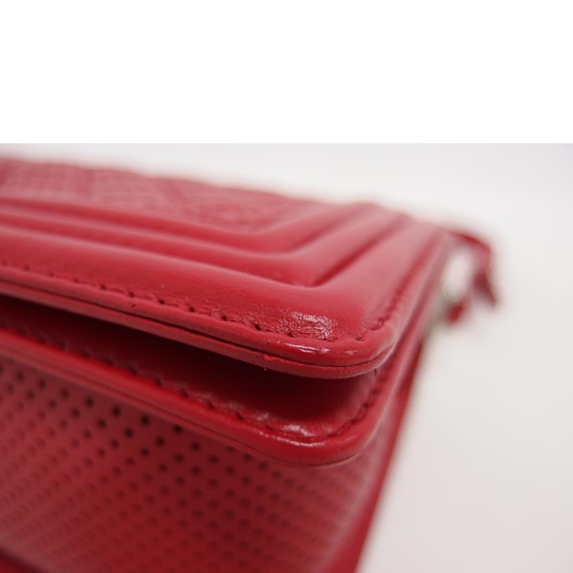 CHANEL シャネル/ボーイシャネル/パンチングレザー/チェーンショルダーバッグ/レッド//191*****/ABランク/04