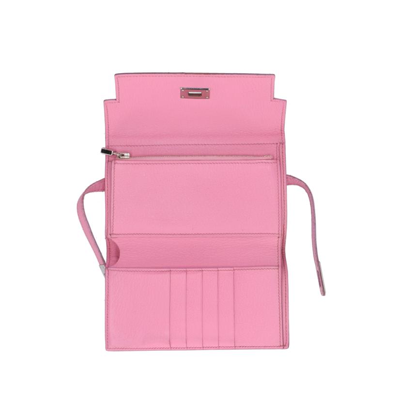 HERMES エルメス/ケリーウォレットミディアム/ピンク/シルバー金具//□M/Bランク/85