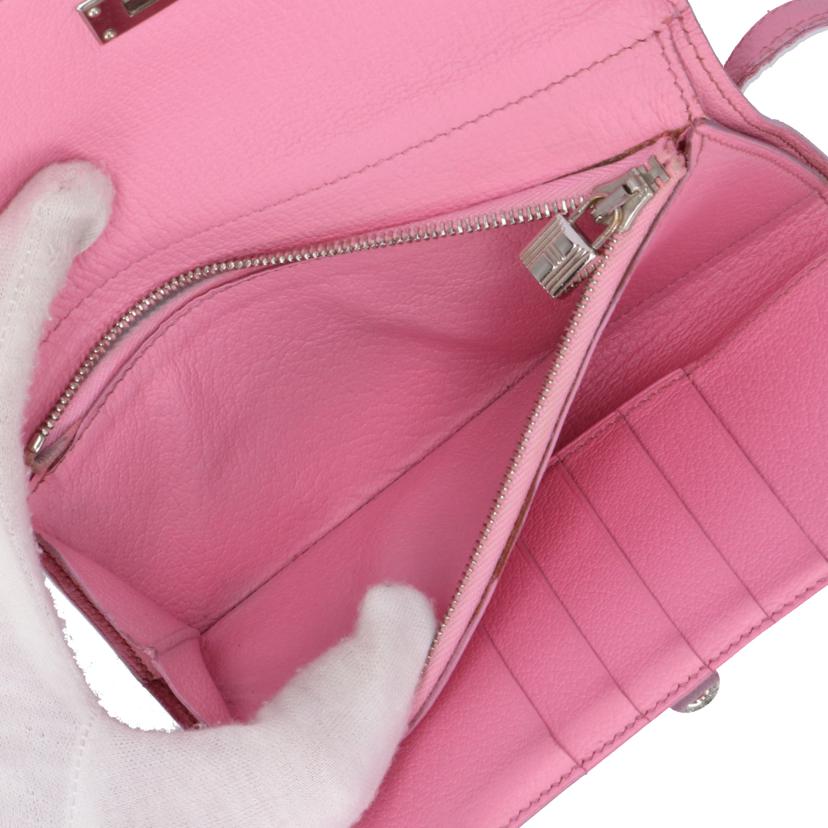 HERMES エルメス/ケリーウォレットミディアム/ピンク/シルバー金具//□M/Bランク/85