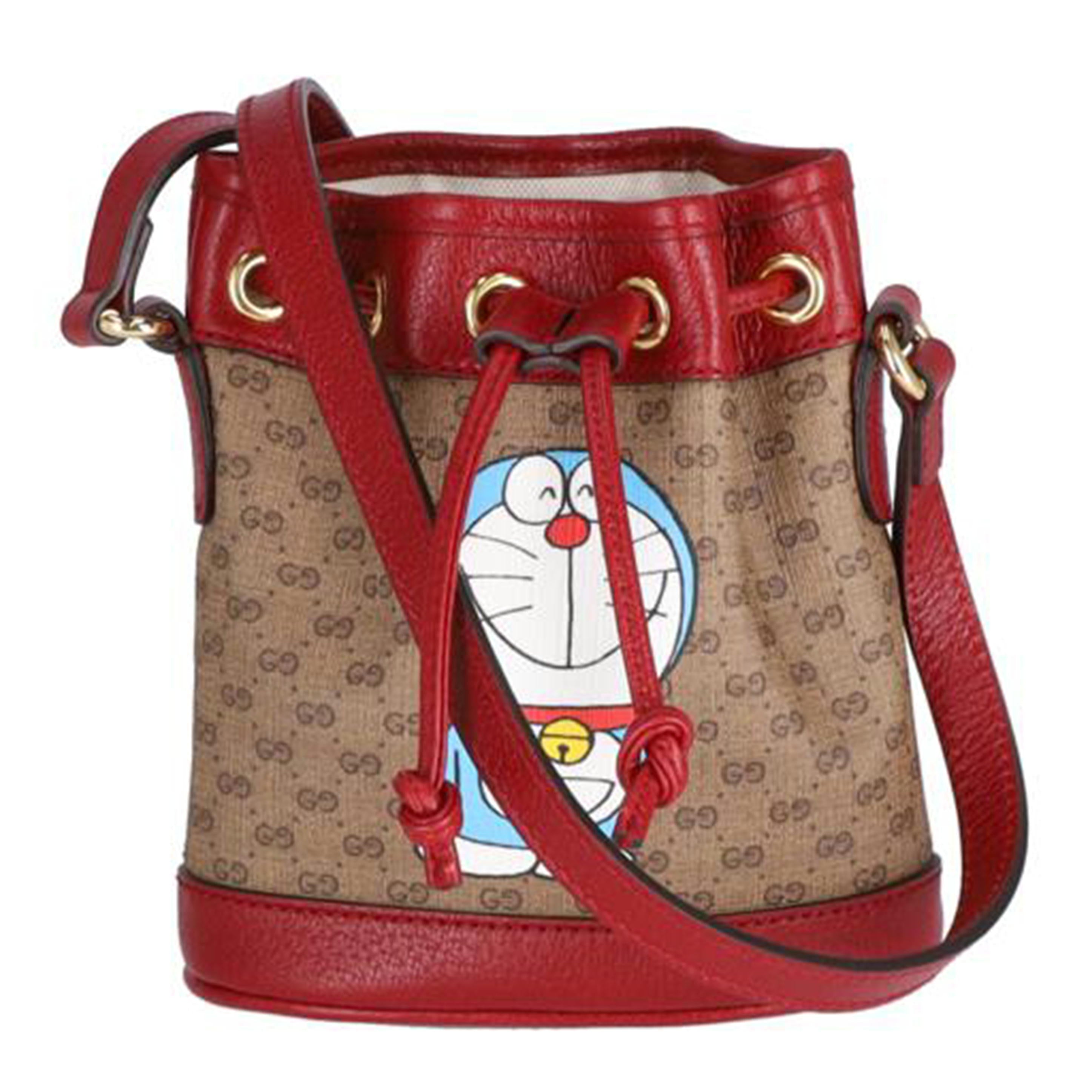 GUCCI グッチ/ドラえもんミニバケット/レッド×ブラウン系/647801//520***/Aランク/37