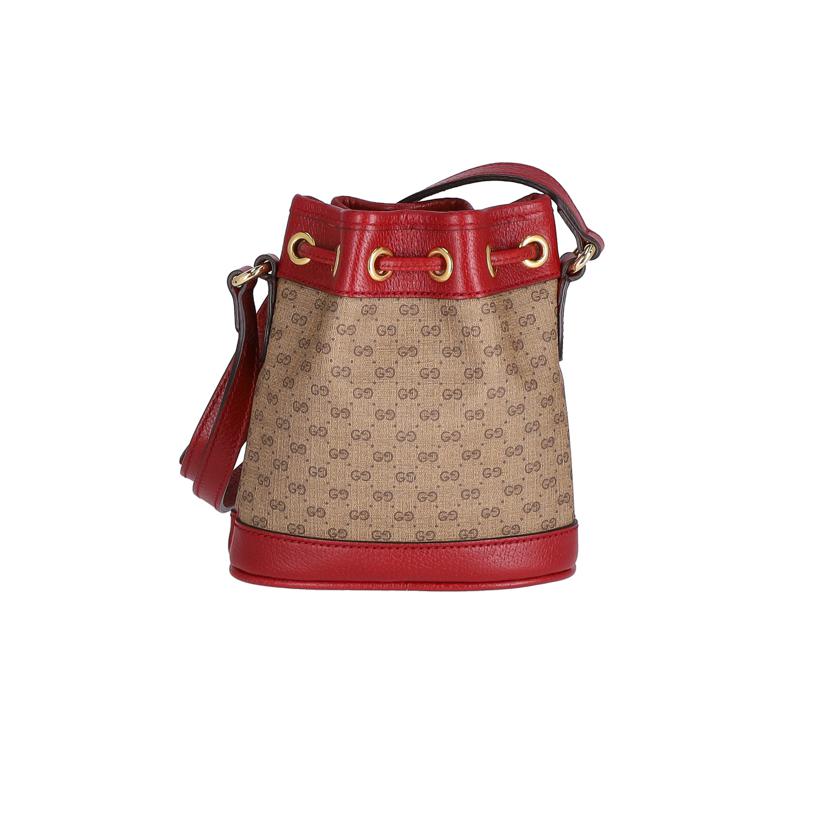 GUCCI グッチ/ドラえもんミニバケット/レッド×ブラウン系/647801//520***/Aランク/37