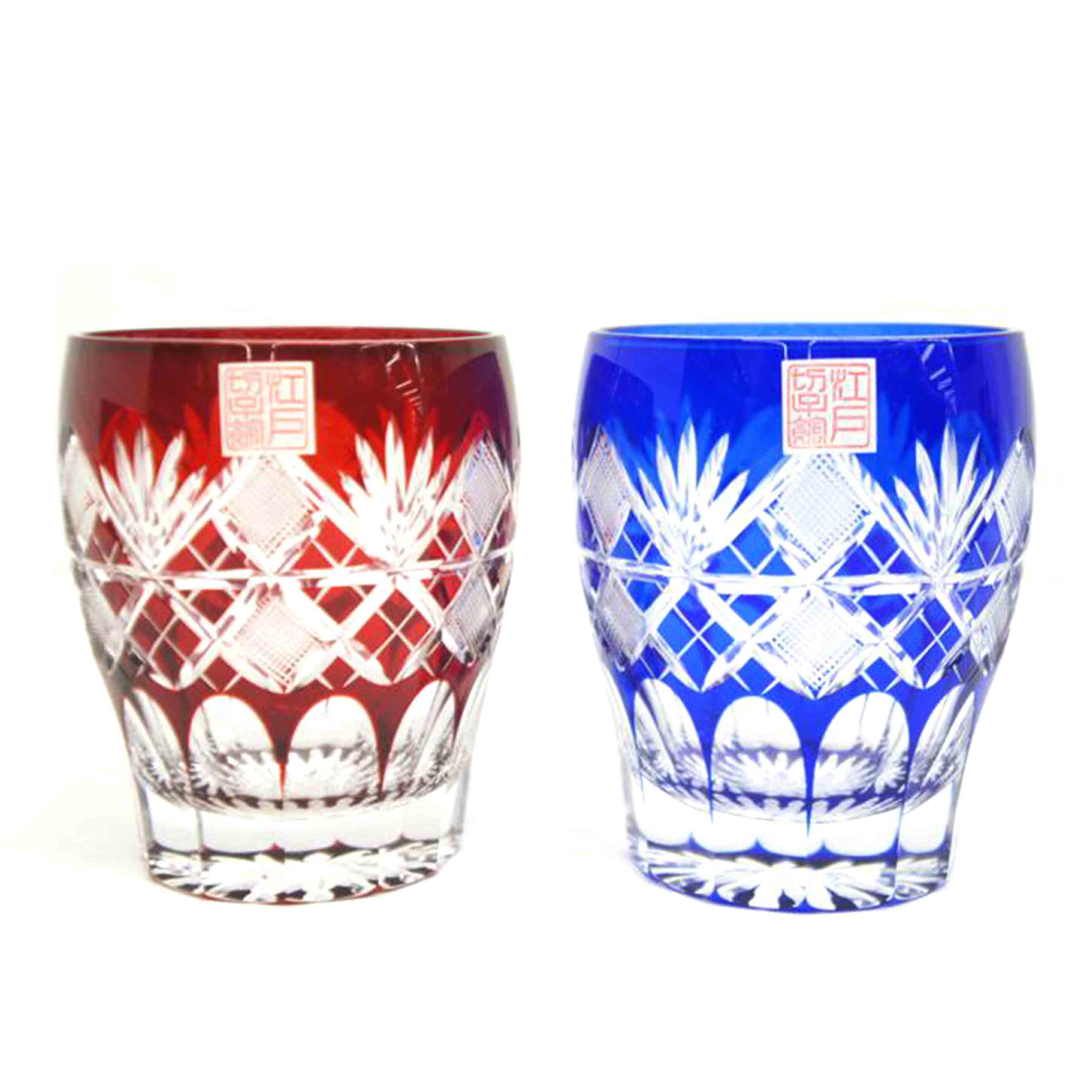 ヒロタグラスクラフト/江戸切子 繋ぎ剣矢来 ペアタンブラー/KS-216-217//SAランク/05