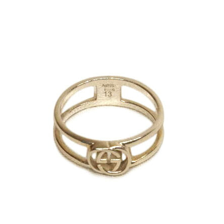 GUCCI/Ag925SVインターロッキングGスリムオープンリング//☆1695MI/ABランク/92
