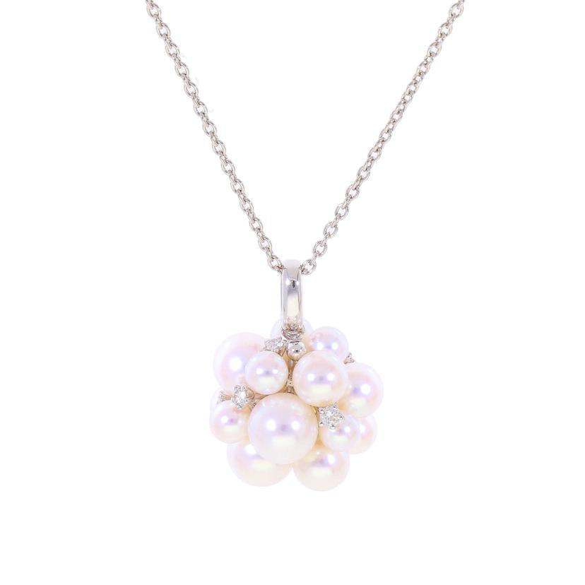 田崎真珠/K18WGパールダイヤネックレス0.15ct/9.0//0.15/Aランク/38