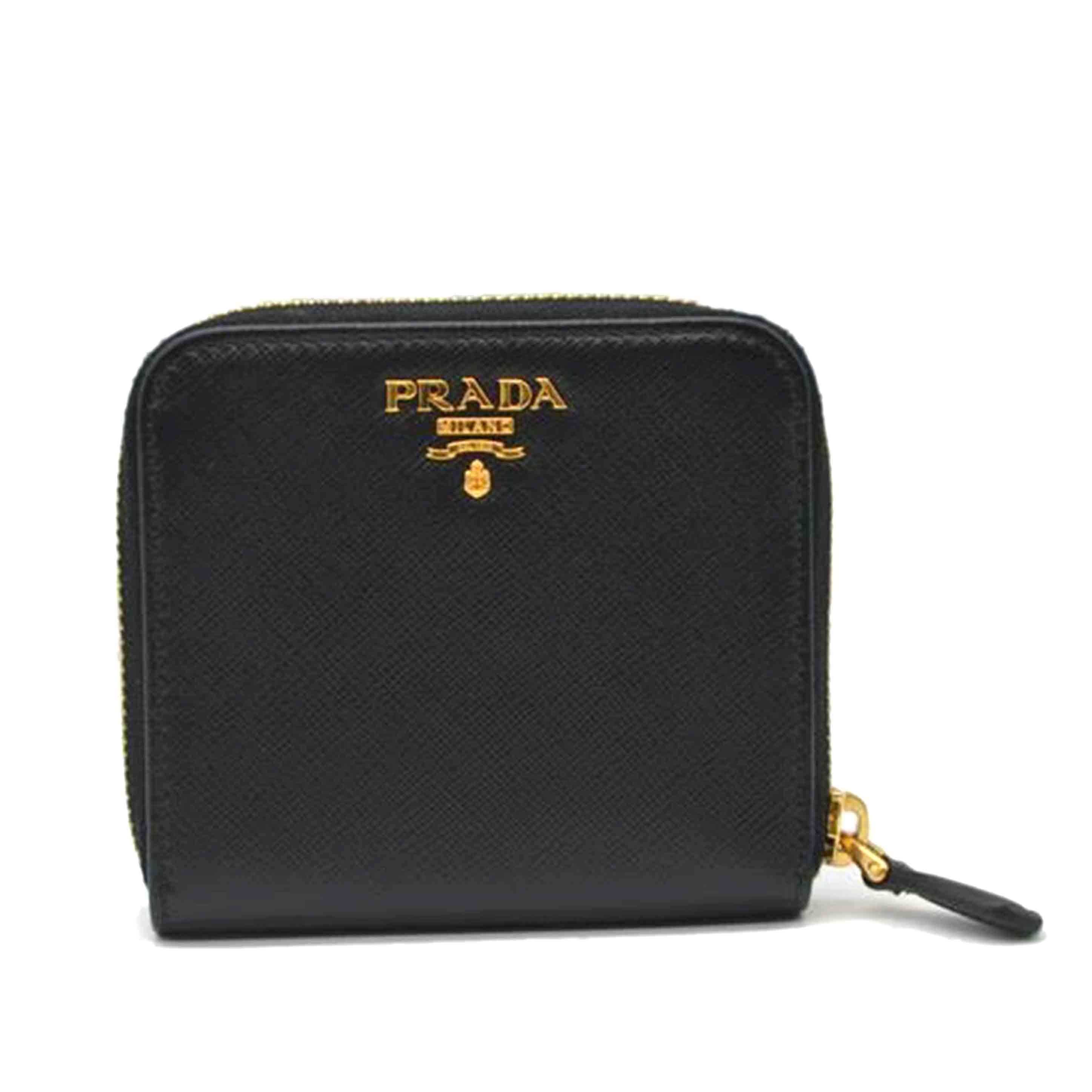 PRADA プラダ/サフィアーノメタルコンパクトレザー財布/ネロ/1ML522//107*/Aランク/89