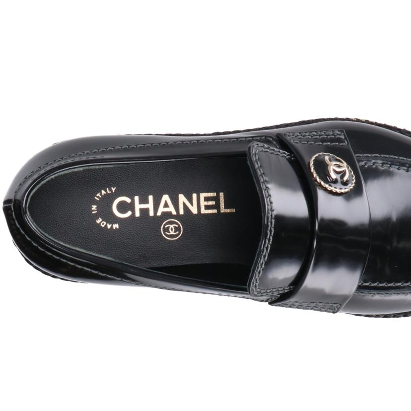 CHANEL/25/◇ココマークシャイニーカーフローファー/ブラックGD金具/G37671//サイス*****************/Aランク/75