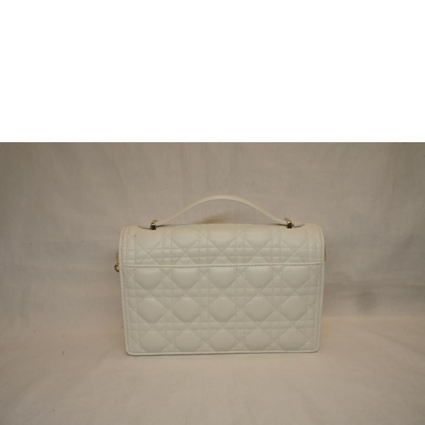 Christian Dior クリスチャンディオール/MY DIOR トップハンドルカナージュホワイトラムスキン//SAランク/92