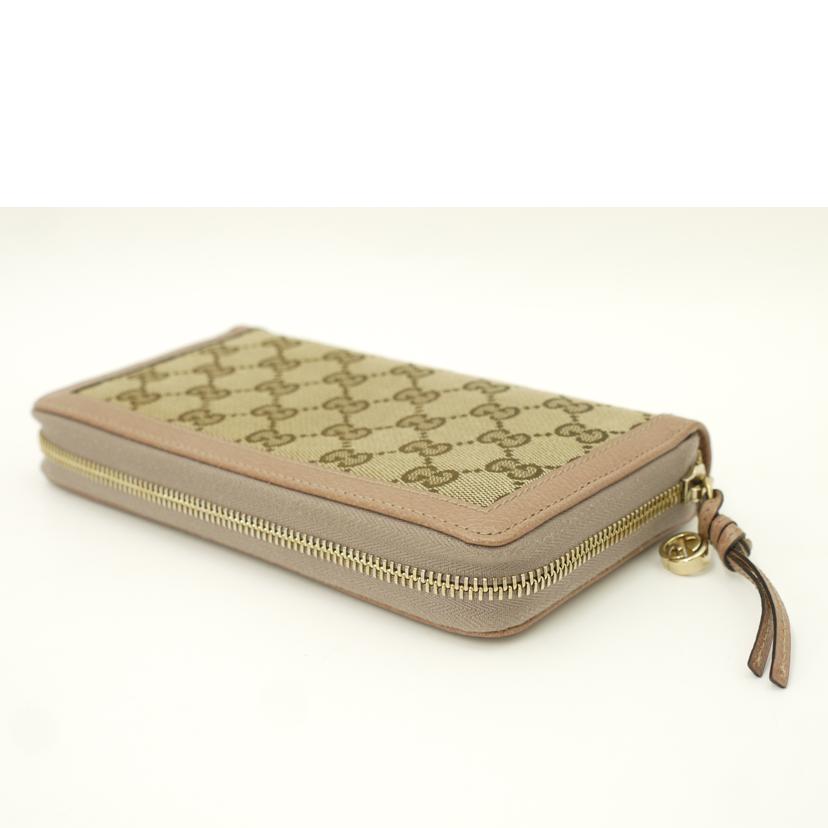 GUCCI/GGキャンバスラウンドファスナー長財布/ピンク/323397//214*/Aランク/69