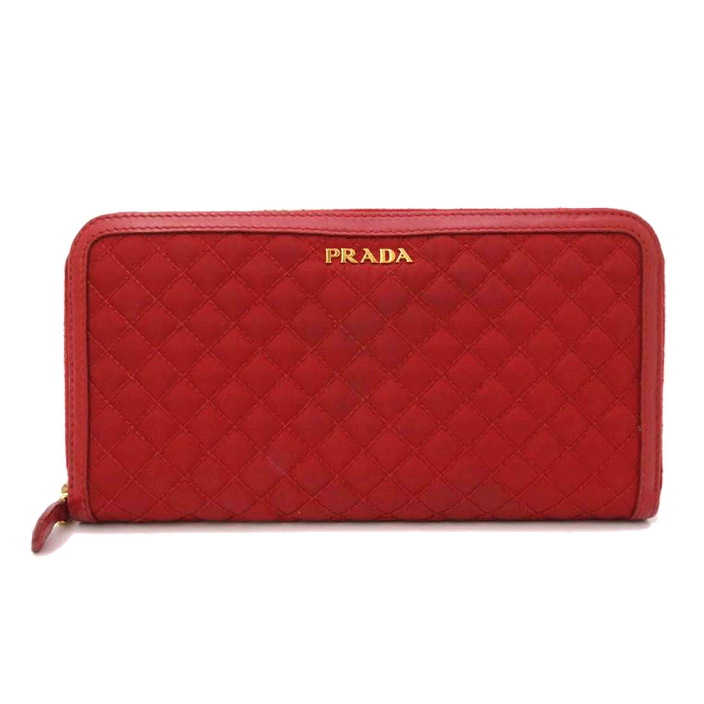 PRADA プラダ/キルティングラウンドファスナー長財布/レッド//42/ABランク/69