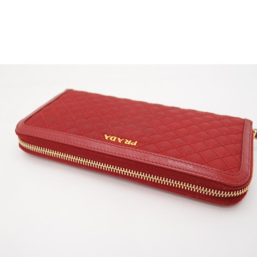 PRADA プラダ/キルティングラウンドファスナー長財布/レッド//42/ABランク/69