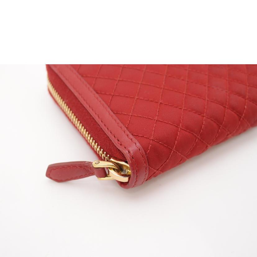 PRADA プラダ/キルティングラウンドファスナー長財布/レッド//42/ABランク/69
