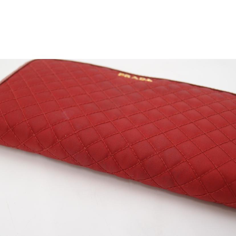 PRADA プラダ/キルティングラウンドファスナー長財布/レッド//42/ABランク/69