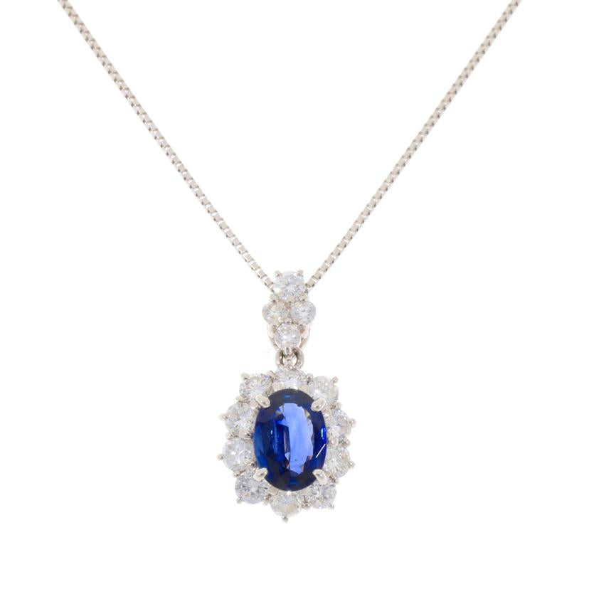 ◎Pt900/850サファイアダイヤネックレス1.15/D0.70/0.18ct//Aランク/59