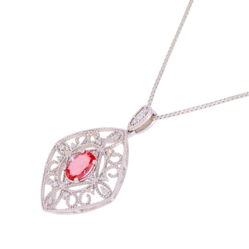 K18WGパパラチアサファイアダイヤネックレスS1.17/D0.146 ct//Aランク/59
