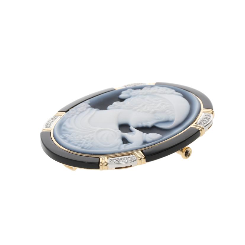 /◎K18/Pt900カメオダイヤペンダントトップ0.12ct//ABランク/59