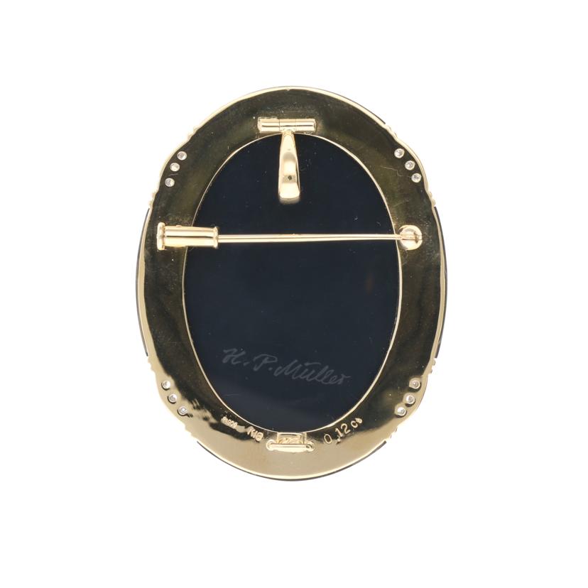 /◎K18/Pt900カメオダイヤペンダントトップ0.12ct//ABランク/59