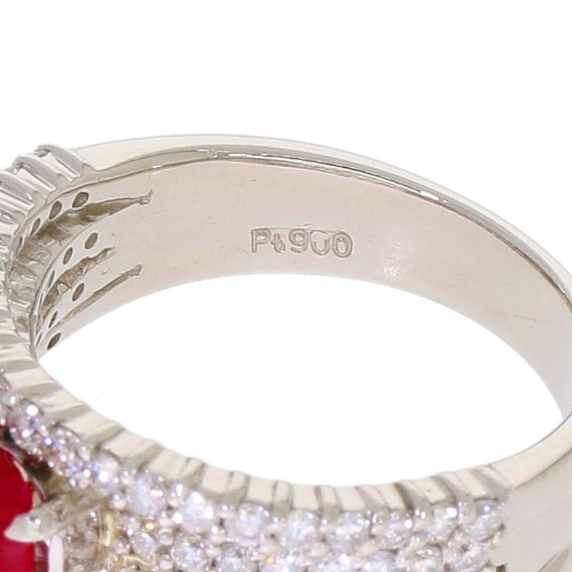 /◎Pt900ルビーダイヤリング1.05/D1.00ct ソ//Aランク/59