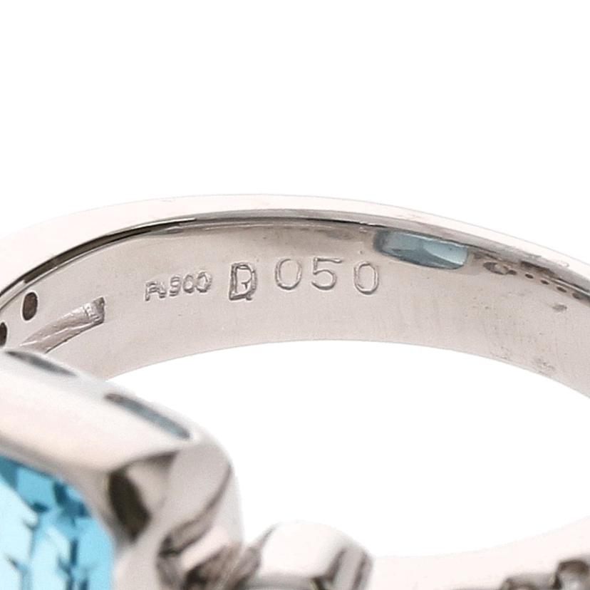 /◎Pt900 アクアマリンダイヤリング/D0.50ct ソ//Aランク/59