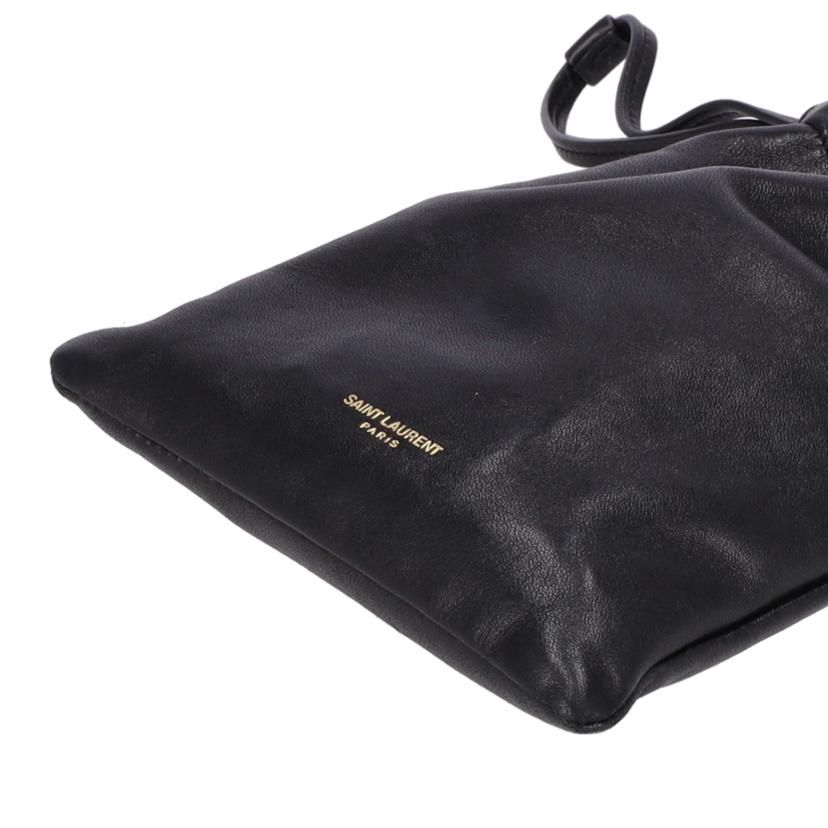 SAINT LAURENT サンローラン/サンローラン/ドローストリングレザーチェーンショルダー/640714//032*/ABランク/75