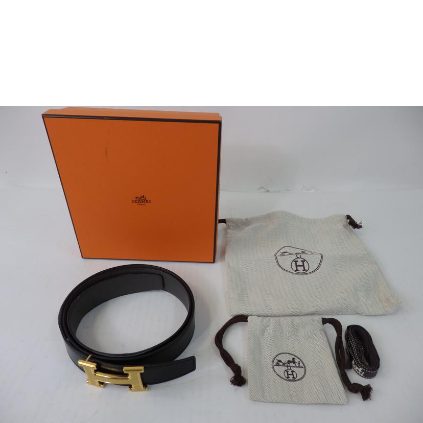 HERMES エルメス/コンスタンスH/Hロゴ/リバーシブルベルト/100cm/黒×ショコラ/ゴールド金具//C刻印/ABランク/84