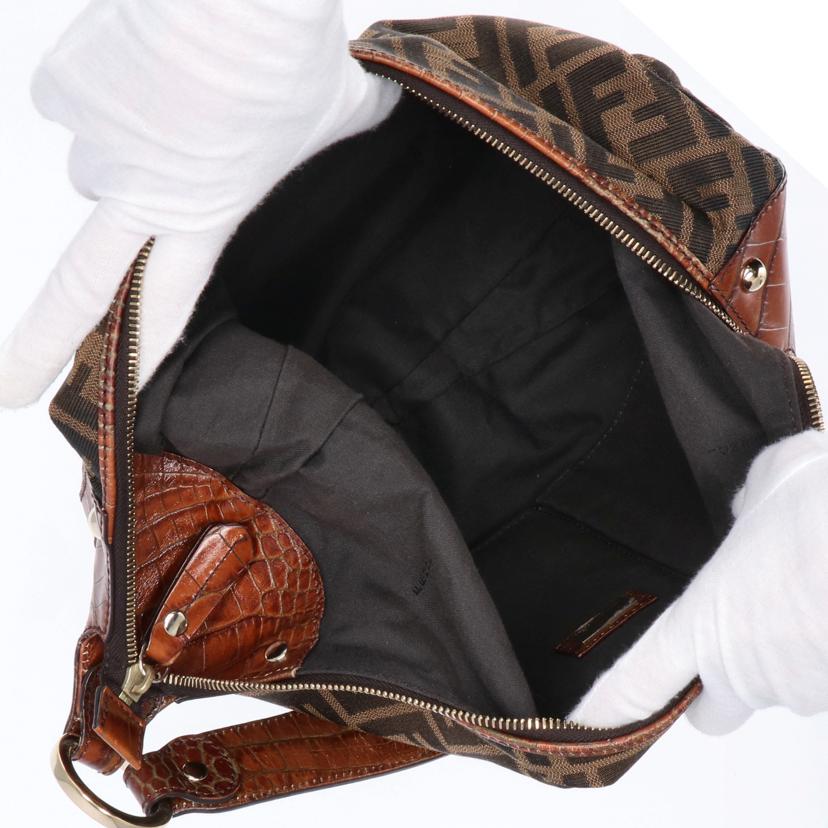 FENDI フェンディ/ズッカ柄クロコ型押しワンショルダーバッグ/8BR593//ABランク/75