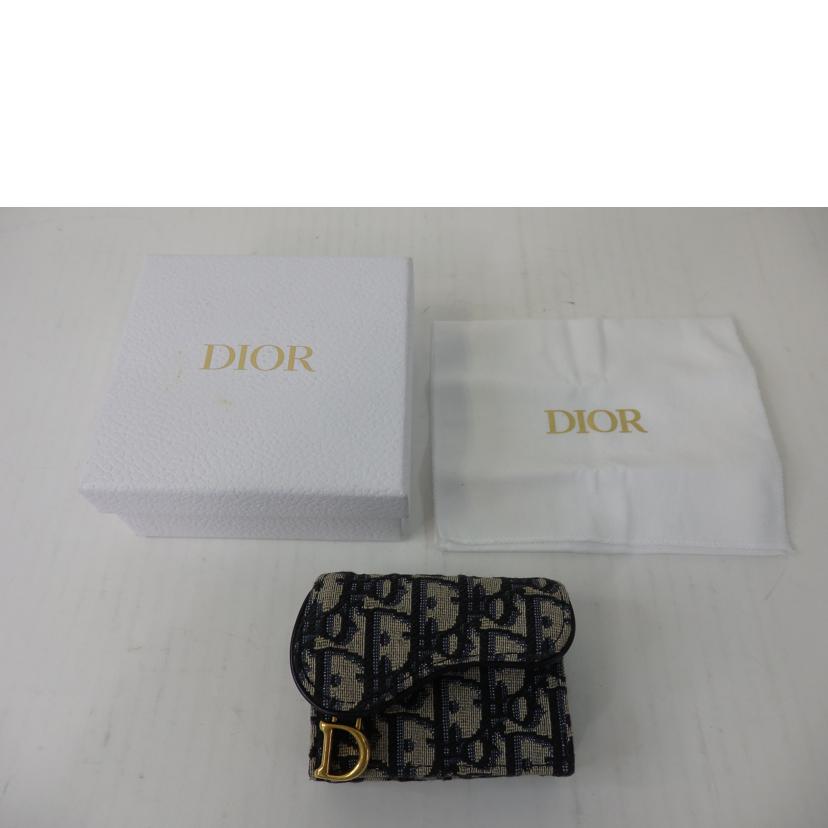 Christian Dior クリスチャンディオール/サドルロータスウォレット/オブリーグジャガード/ネイビー/S5652CTZQ_M928//シリア****/Aランク/84