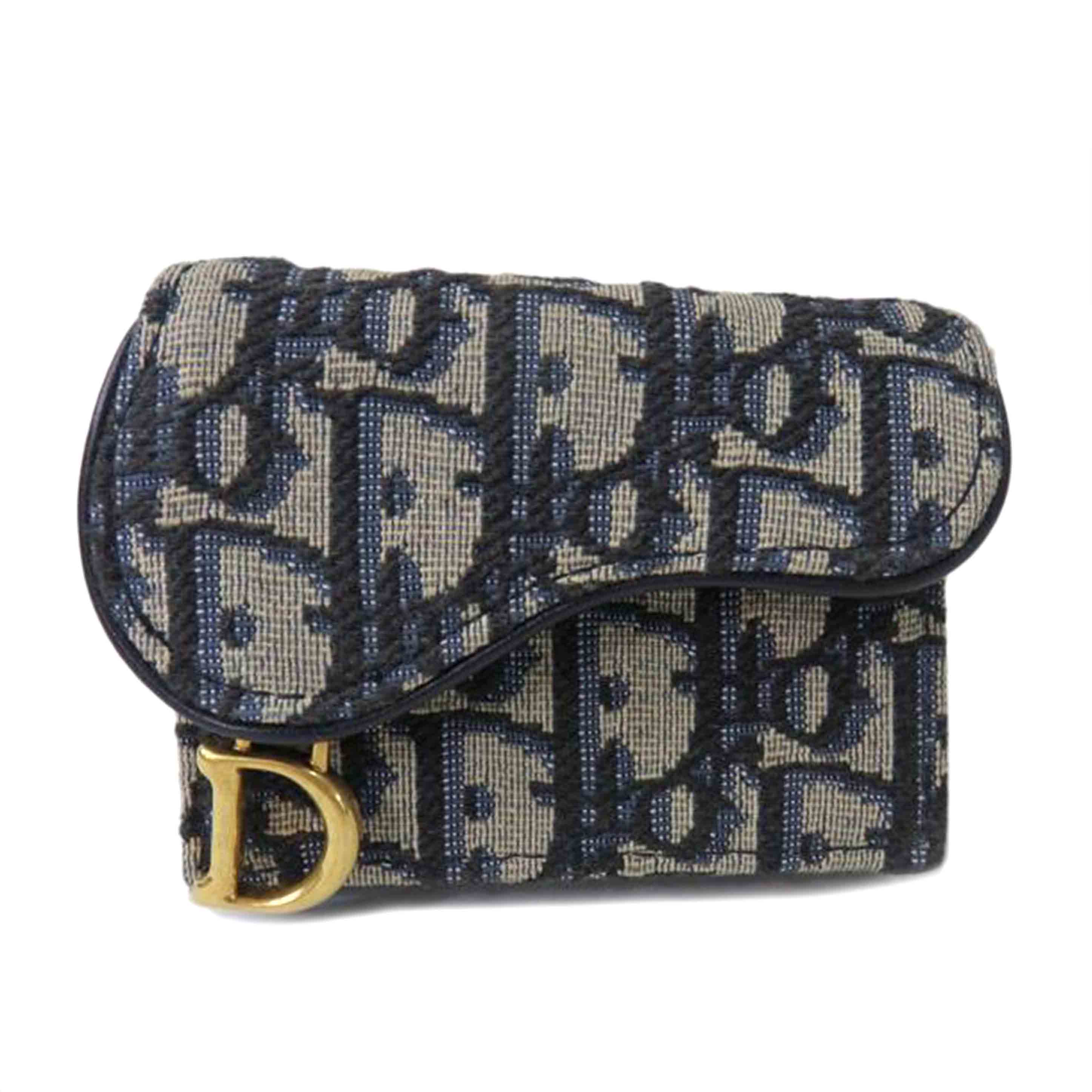 Christian Dior クリスチャンディオール/サドルロータスウォレット/オブリーグジャガード/ネイビー/S5652CTZQ_M928//シリア****/Aランク/84