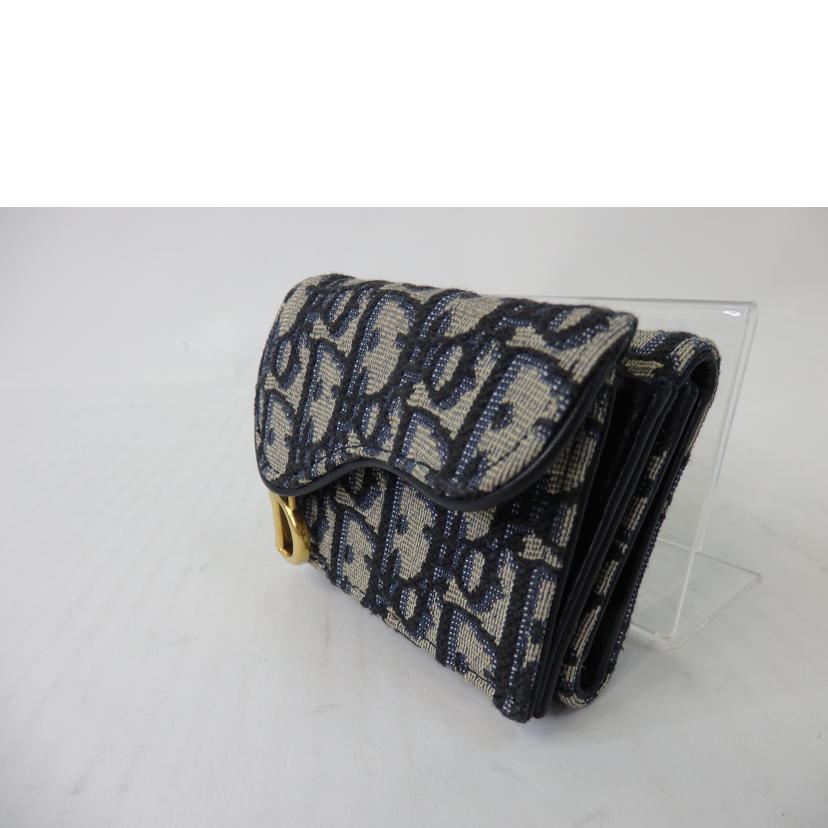 Christian Dior クリスチャンディオール/サドルロータスウォレット/オブリーグジャガード/ネイビー/S5652CTZQ_M928//シリア****/Aランク/84