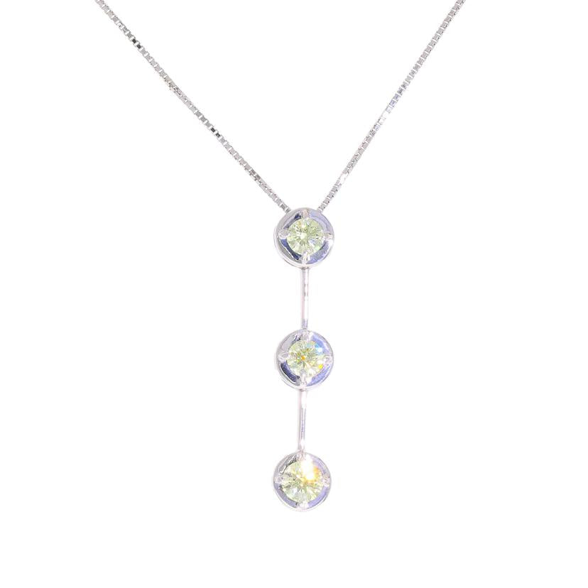 K18WG/K18WGダイヤネックレス0.704ct//ABランク/67