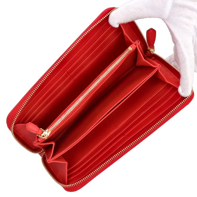 PRADA プラダ/ラウンドファスナー長財布/レッド系/1ML506//165/Aランク/77