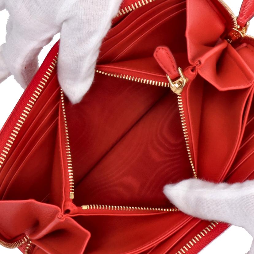 PRADA プラダ/ラウンドファスナー長財布/レッド系/1ML506//165/Aランク/77