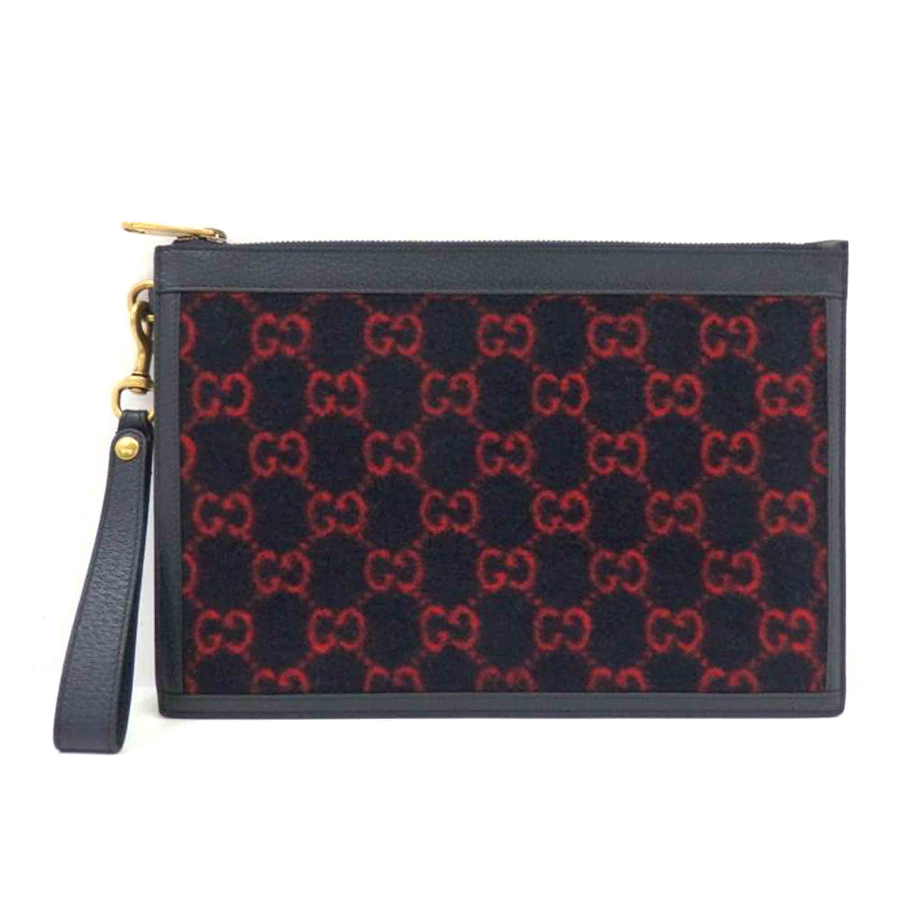 GUCCI グッチ/GGウールレザークラッチバッグ/597627//562***/Aランク/77