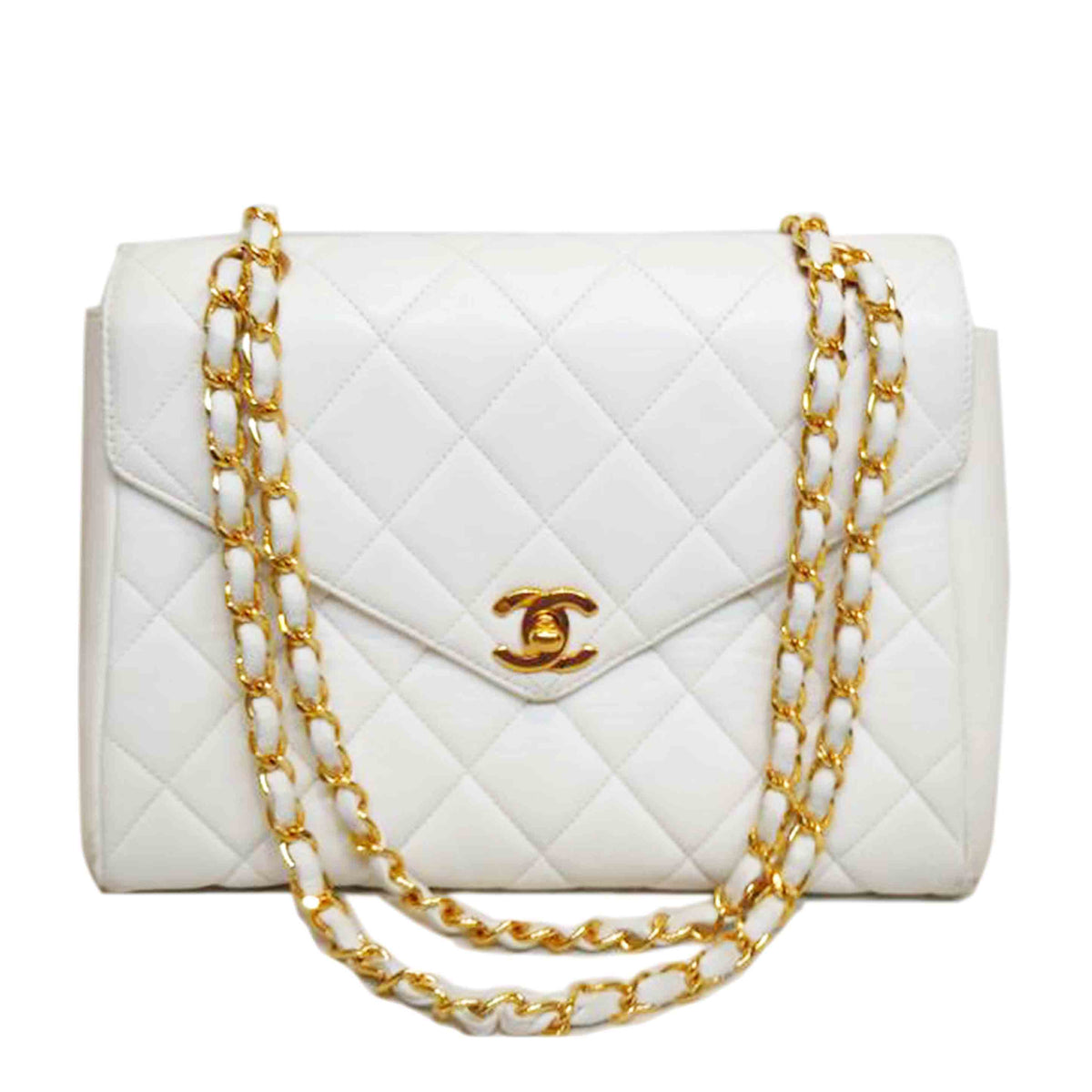 CHANEL シャネル/マトラッセラムスキンチェーンショルダーホワイト//395****/ABランク/92