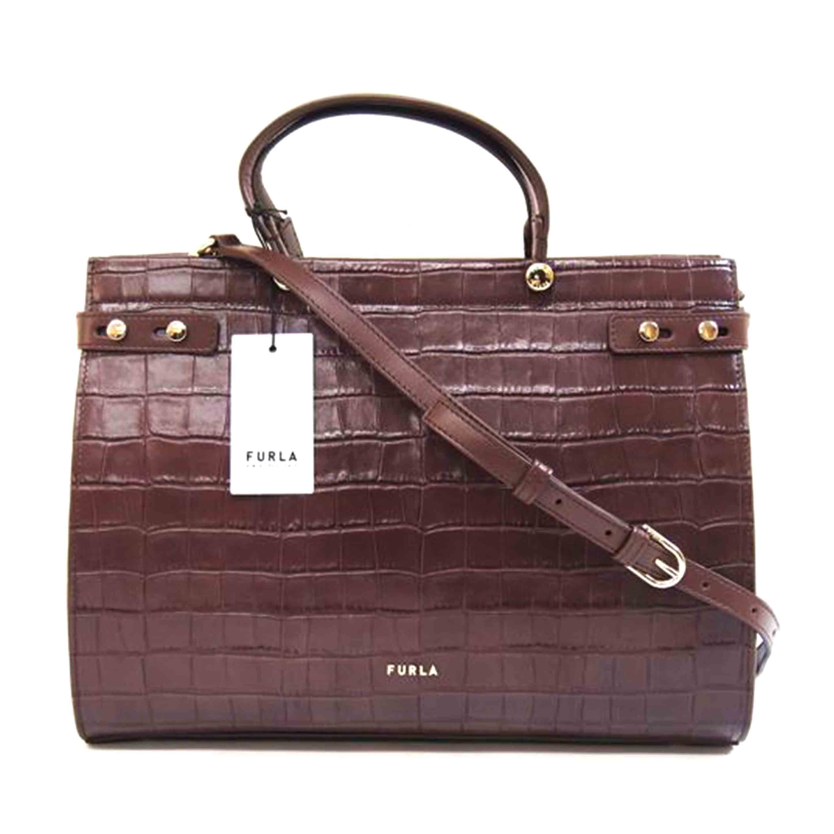 FURLA フルラ/LADYクロコ型押しカーフトートバック/BAWB01L//SAランク/71