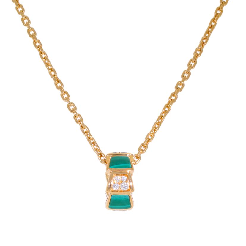 BVLGARI ブルガリ/AU750セルペンティ ヴァイパーマラカイトダイヤネックレス//Aランク/92