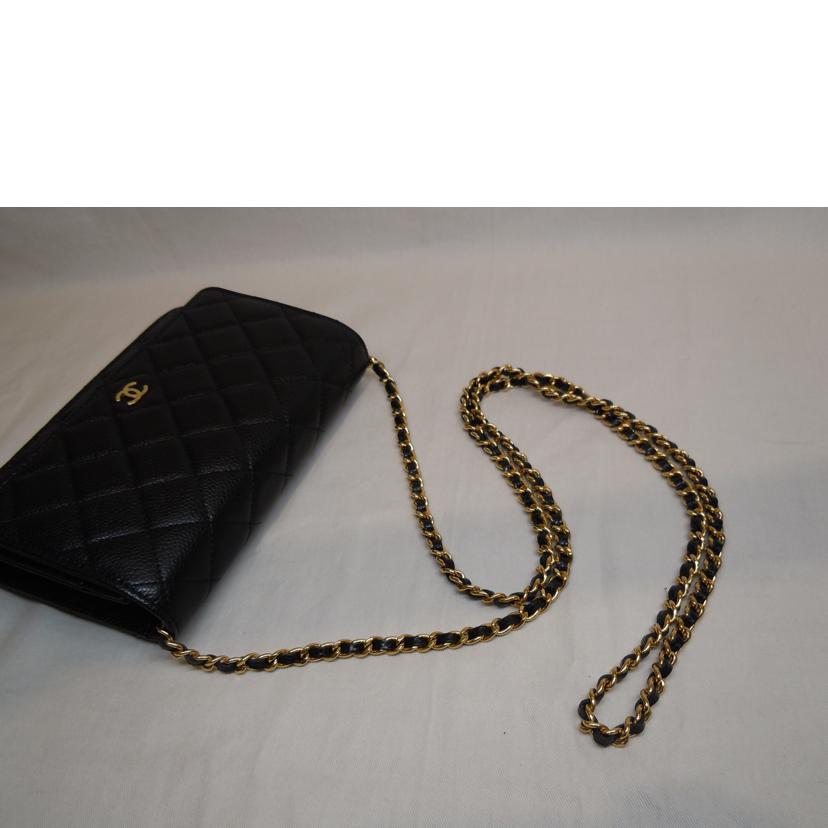 CHANEL シャネル/キャビアスキンチェーンウォレット/ブラックGD金具/AP0250//UN9*****/Aランク/92