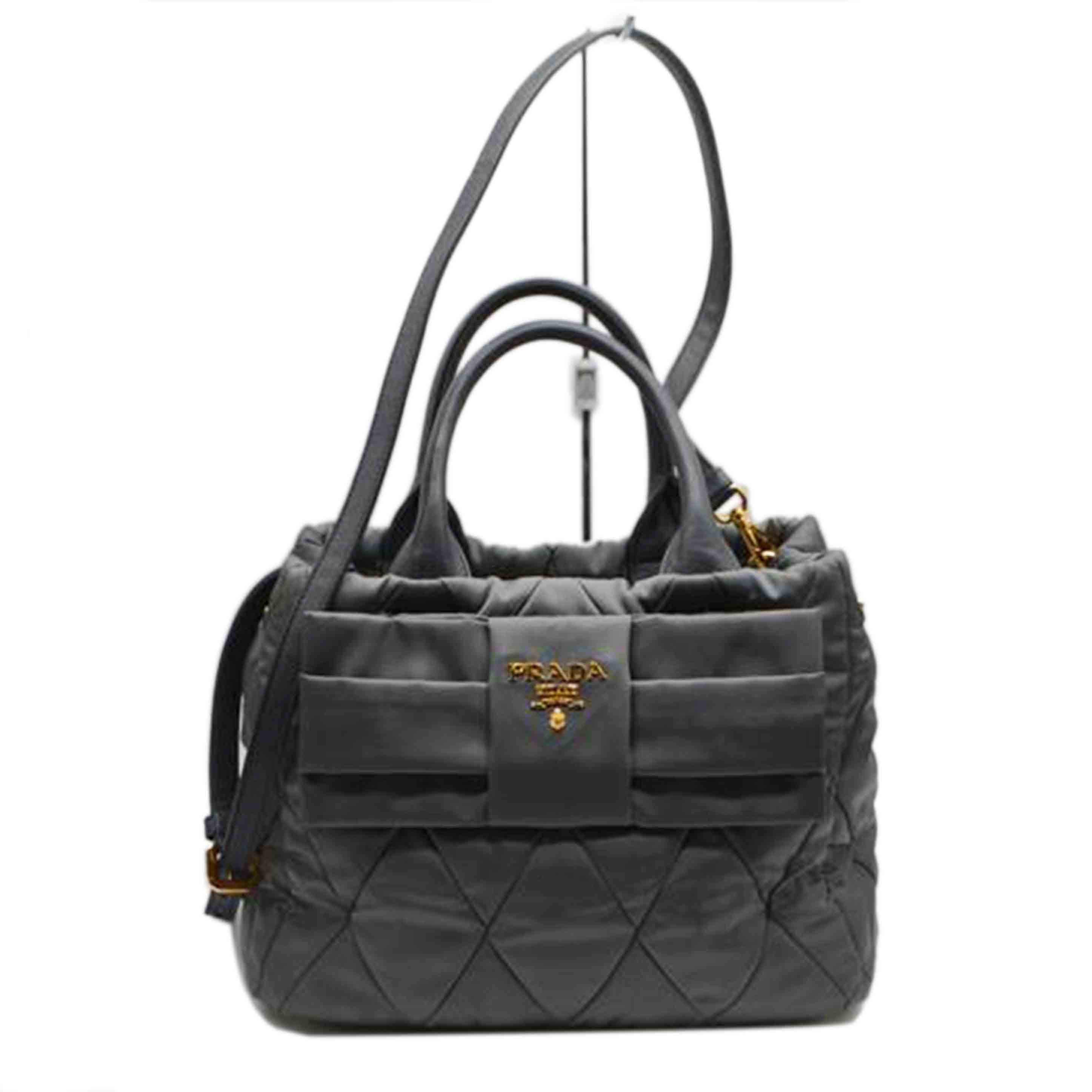 PRADA プラダ/テスートボンバーリボン2wayレザーハンド/グレー/1BG005//158/SAランク/89