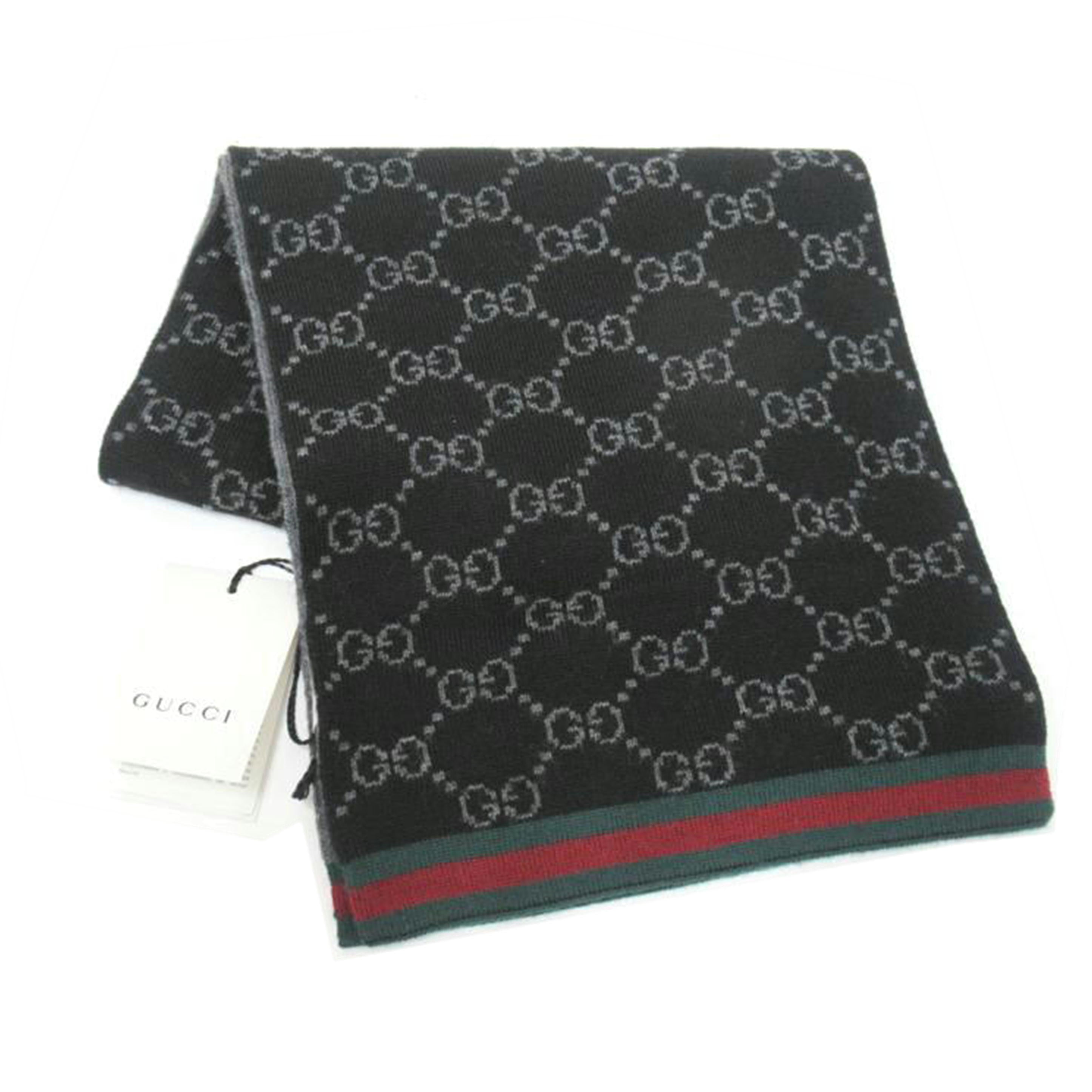 GUCCI/リバーシブルマフラー/ブラック・グレー/325806 3G206//1062/SAランク/63