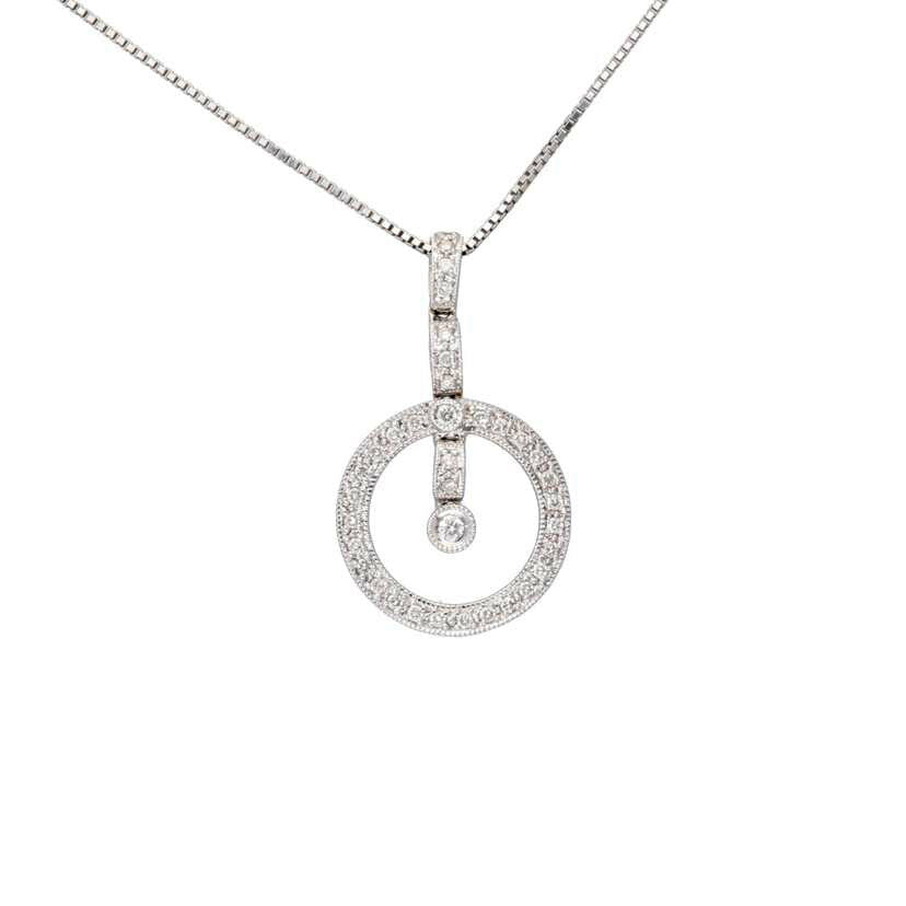 / K18WGダイヤネックレス0.30ct//Aランク/75
