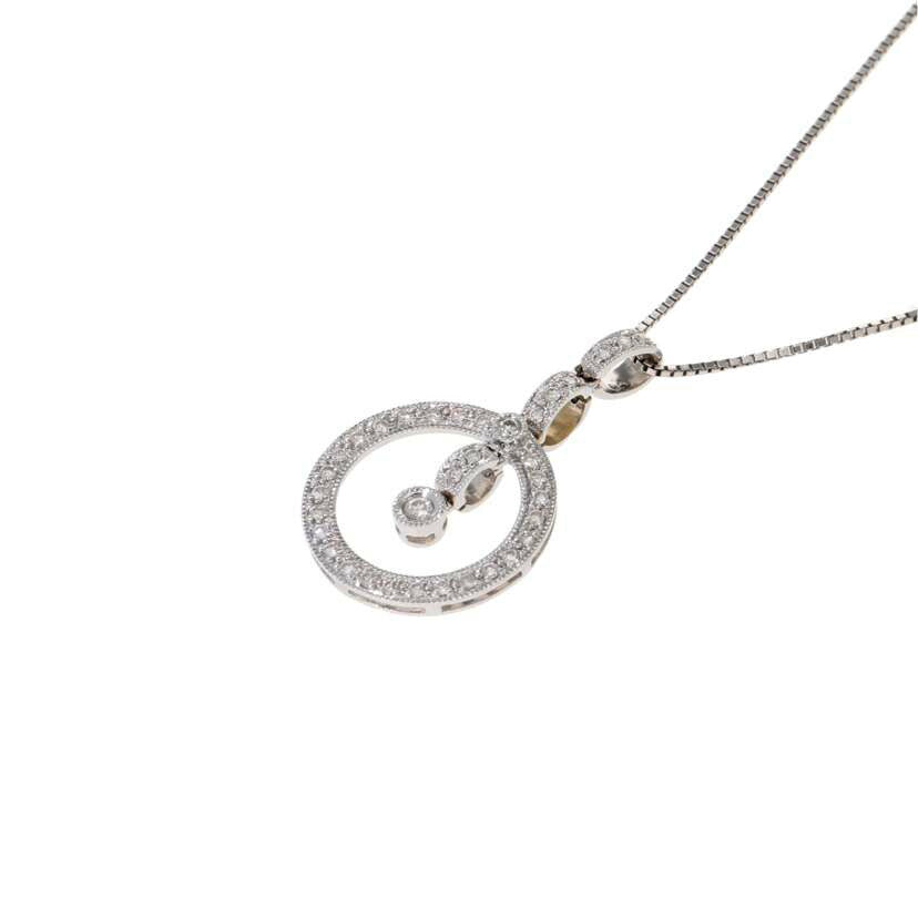 / K18WGダイヤネックレス0.30ct//Aランク/75